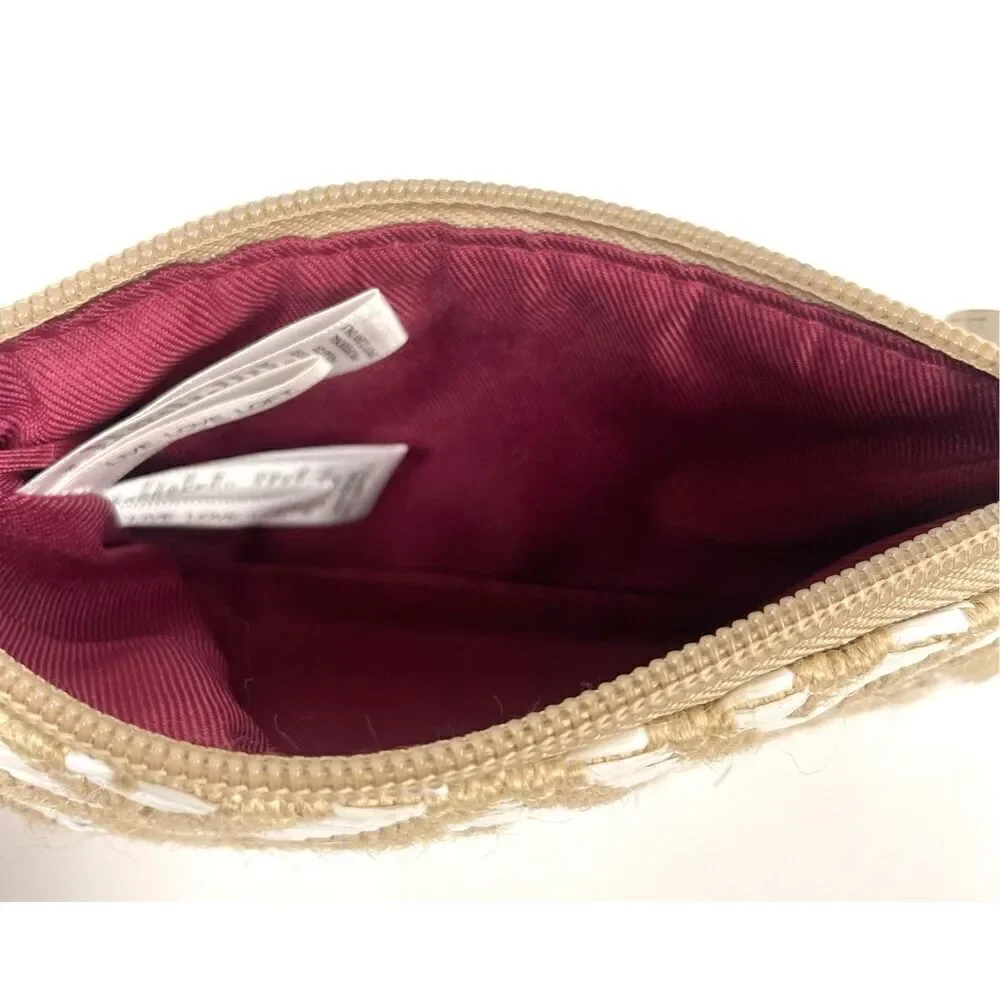 Live Love Loft Ann Taylor Loft Straw & Linen Small Zip Pouch Cosmetic Travel